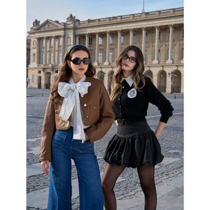 STITCH BOW TIE BLOUSE （WHITE）｜詳細画像