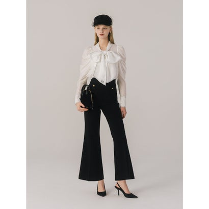 STITCH BOW TIE BLOUSE （WHITE）｜詳細画像