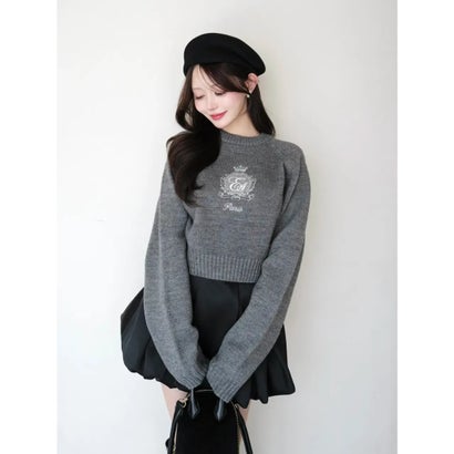 MIDDLE LOGO KNIT TOPS （NVY）｜詳細画像