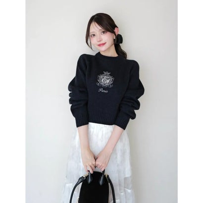 MIDDLE LOGO KNIT TOPS （NVY）｜詳細画像