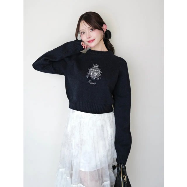 MIDDLE LOGO KNIT TOPS （NVY）