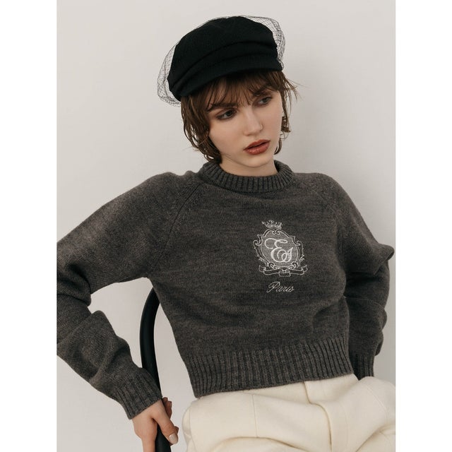 MIDDLE LOGO KNIT TOPS （GRY）