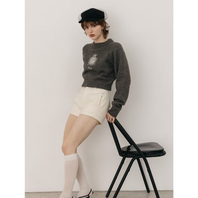 MIDDLE LOGO KNIT TOPS （O/WHT）｜詳細画像