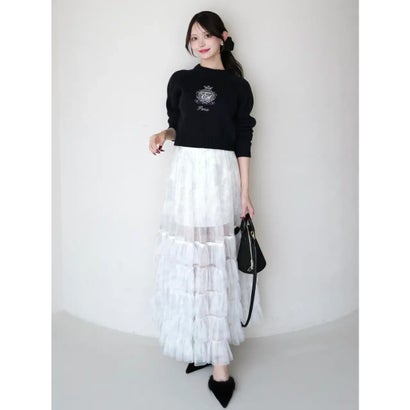 MIDDLE LOGO KNIT TOPS （O/WHT）｜詳細画像