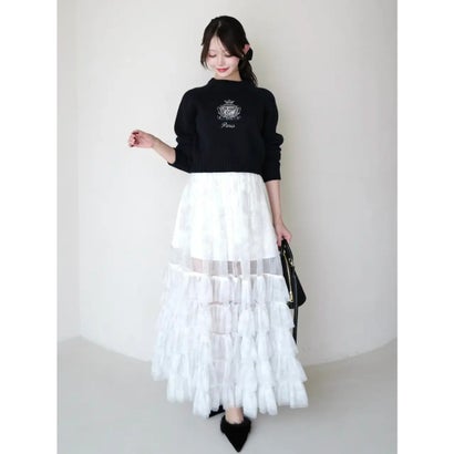 MIDDLE LOGO KNIT TOPS （O/WHT）｜詳細画像