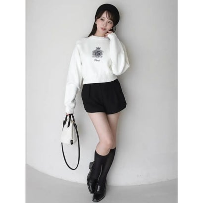 MIDDLE LOGO KNIT TOPS （O/WHT）｜詳細画像