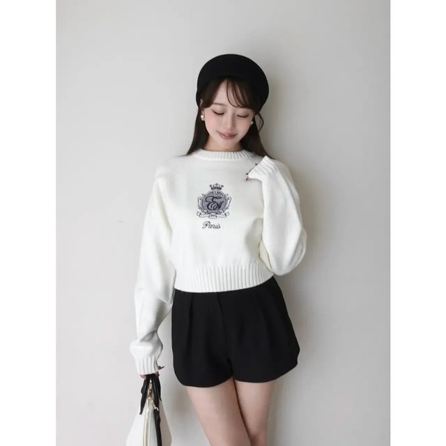 MIDDLE LOGO KNIT TOPS （O/WHT）