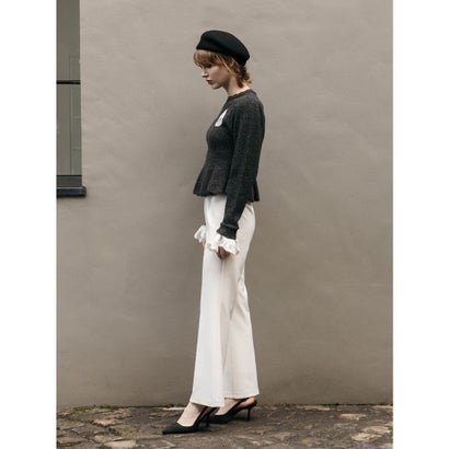 LACE PEPLUM KNIT TOPS （C/GRY）｜詳細画像