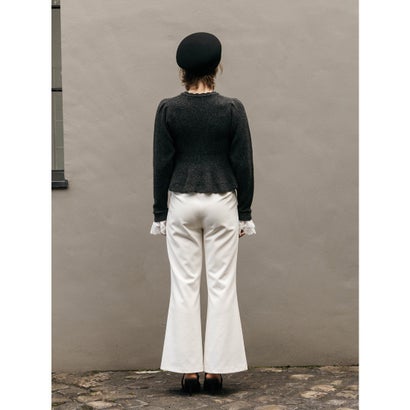 LACE PEPLUM KNIT TOPS （C/GRY）｜詳細画像