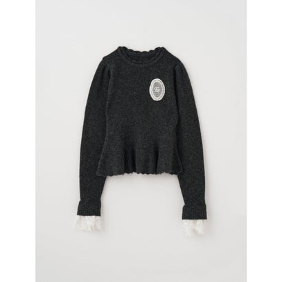 LACE PEPLUM KNIT TOPS （C/GRY）｜詳細画像