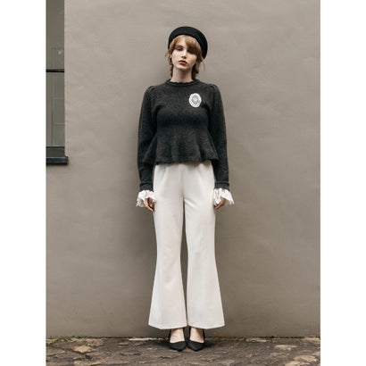 LACE PEPLUM KNIT TOPS （C/GRY）｜詳細画像