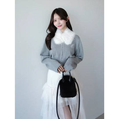 FUR TIPPET CARDIGAN （GRY）｜詳細画像