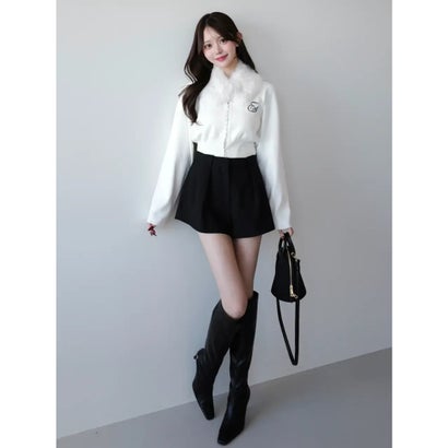 FUR TIPPET CARDIGAN （GRY）｜詳細画像