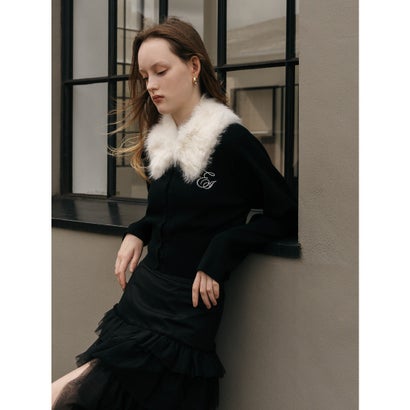 FUR TIPPET CARDIGAN （BLK）｜詳細画像