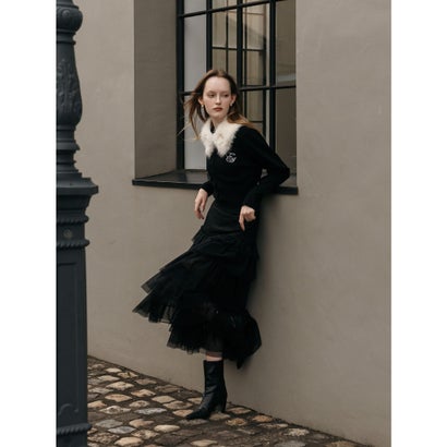 FUR TIPPET CARDIGAN （BLK）｜詳細画像