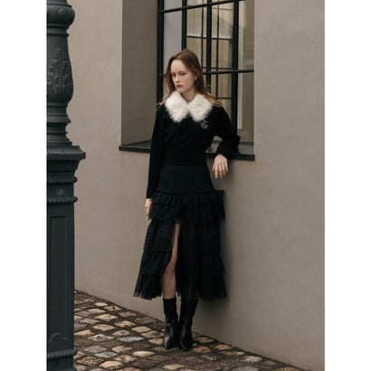FUR TIPPET CARDIGAN （WHT）｜詳細画像
