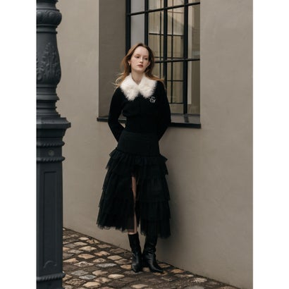 FUR TIPPET CARDIGAN （WHT）｜詳細画像