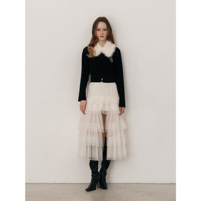 FUR TIPPET CARDIGAN （WHT）｜詳細画像