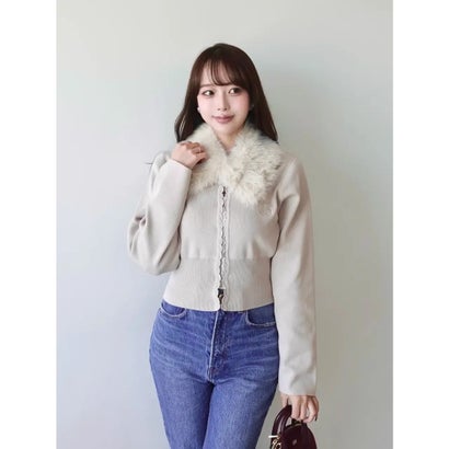 FUR TIPPET CARDIGAN （WHT）｜詳細画像