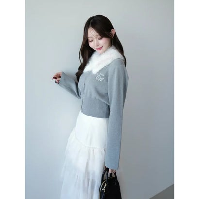 FUR TIPPET CARDIGAN （WHT）｜詳細画像