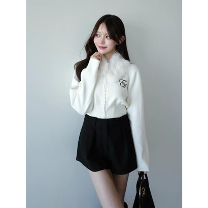 FUR TIPPET CARDIGAN （WHT）｜詳細画像