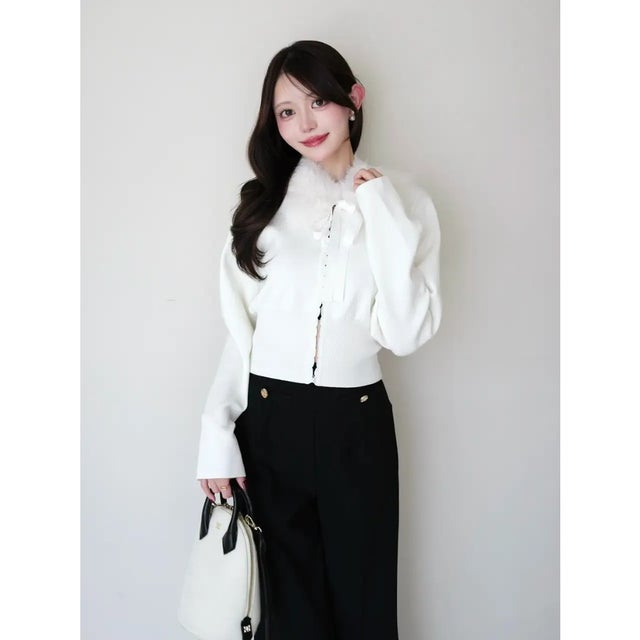 FUR TIPPET CARDIGAN （WHT）