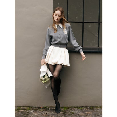 BELTED SATIN BALLON SKIRT （BLK）｜詳細画像