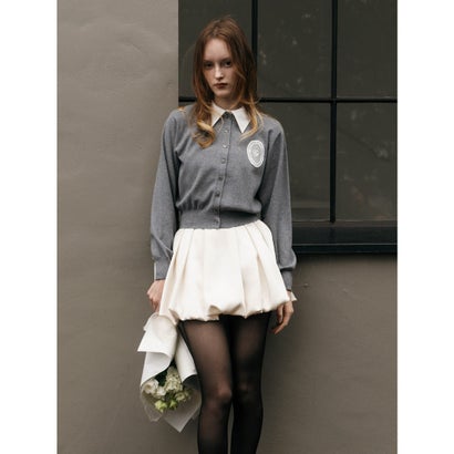 BELTED SATIN BALLON SKIRT （BLK）｜詳細画像