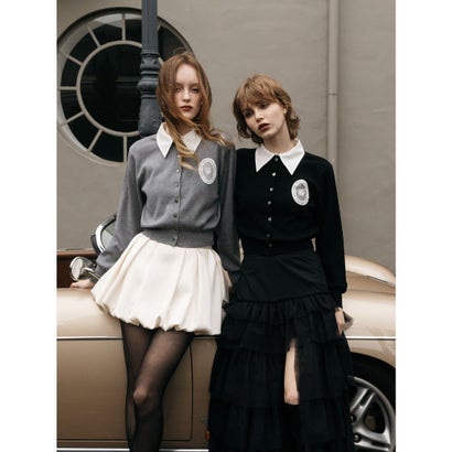 BELTED SATIN BALLON SKIRT （BLK）｜詳細画像
