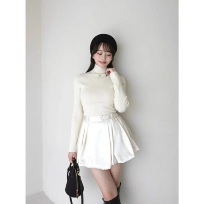 BELTED SATIN BALLON SKIRT （BLK）｜詳細画像