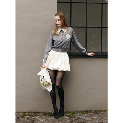 BELTED SATIN BALLON SKIRT （WHT）｜詳細画像