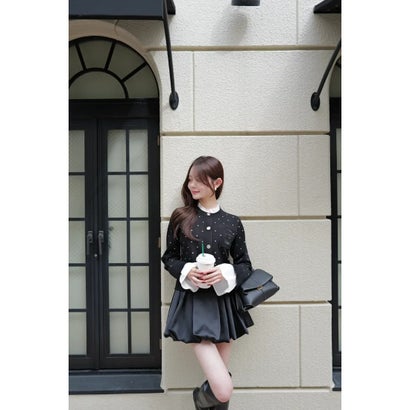 BELTED SATIN BALLON SKIRT （WHT）｜詳細画像
