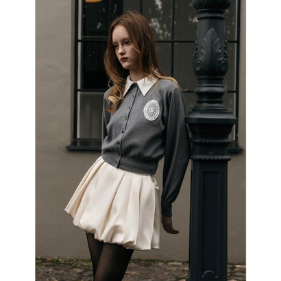 BELTED SATIN BALLON SKIRT （WHT）｜詳細画像