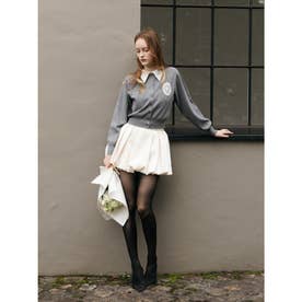 BELTED SATIN BALLON SKIRT （WHT）