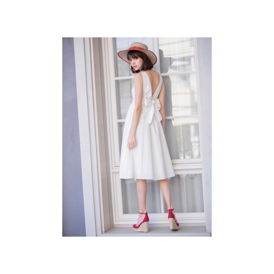 EIMY ISTOIRE eimy istoire バックリボンフレアワンピース イエロー 