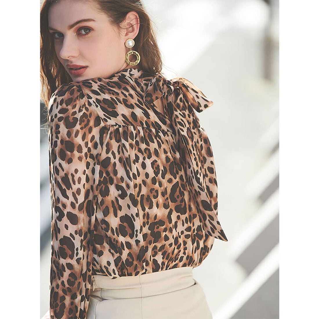 エイミーイストワール eimy istoire Leopard バックリボンシャツ （MIX）