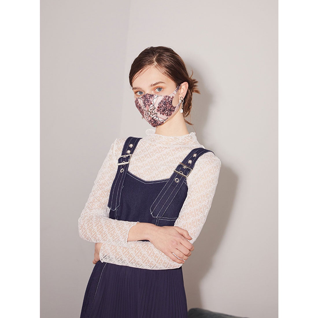 エイミーイストワール eimy istoire ドットチェーンスカーフ pattern マスク【返品不可商品】 （PINK） -ファッション