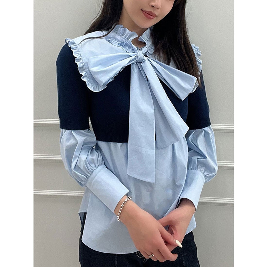 EIMY ISTOIRE エイミーイストワール eimy istoire フリルカラーシャツ 