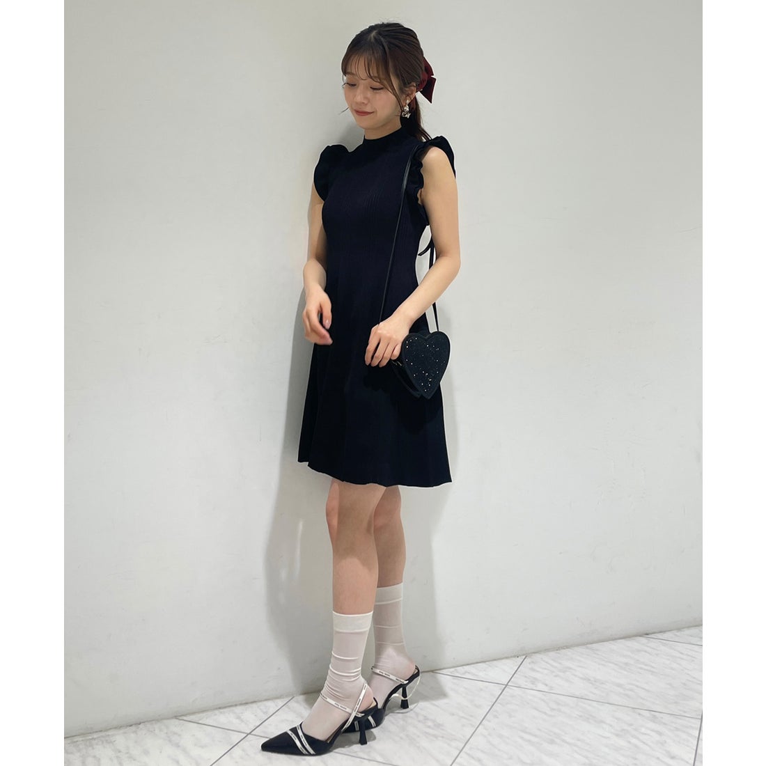 エイミーイストワール EIMY ISTOIRE フリルリブニットワンピース