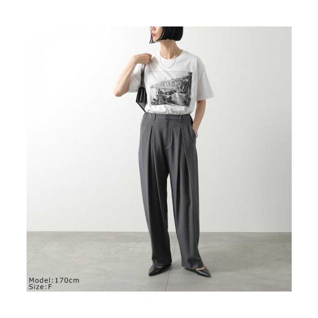 EKATスラックス ESM2409358 ダブルタック ワイドパンツ （BLACK