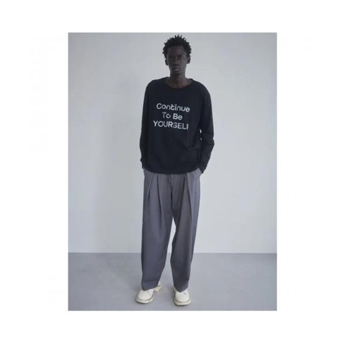 EKATスラックス ESM2409358 ダブルタック ワイドパンツ （BLACK