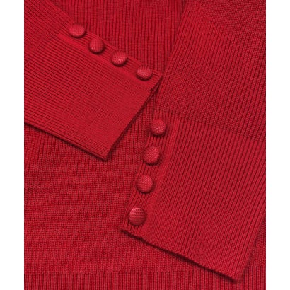 【M～Lサイズ展開】パフスリーブニットプルオーバー （レッド）｜詳細画像