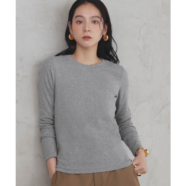 【2026AW】【M～Lサイズ展開】なめらかストレッチ長袖カットソー （グレー）