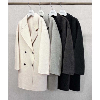 【2026AW】【M～Lサイズ展開】ウールブレンドダブルブレストミドルチェスターコート ハーフコート （ブラック）｜詳細画像