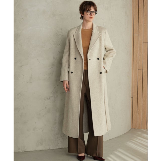 【2026AW】【上質ウール70％】ロング丈 チェスターコート （ライトベージュ）