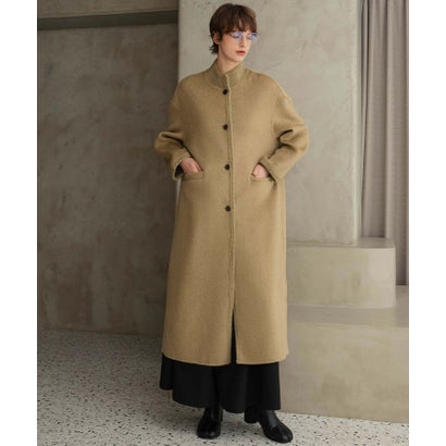 【2026AW】【上質ウール70％】スタンドカラー ロングコート （キャメル）｜詳細画像