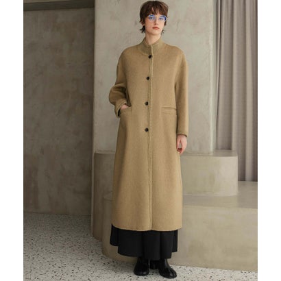 【2026AW】【上質ウール70％】スタンドカラー ロングコート （キャメル）｜詳細画像