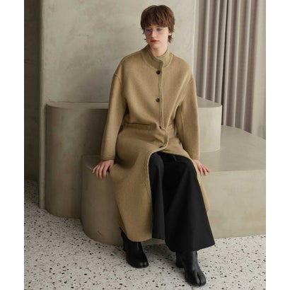 【2026AW】【上質ウール70％】スタンドカラー ロングコート （キャメル）｜詳細画像