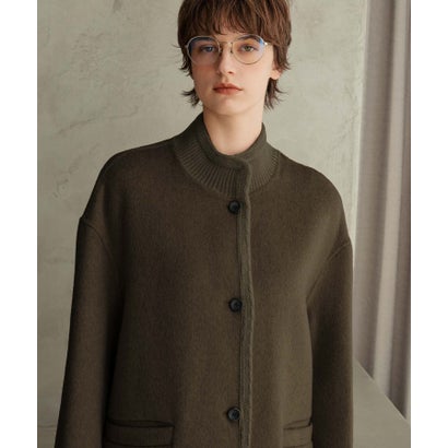 【2026AW】【上質ウール70％】スタンドカラー ロングコート （カーキ）｜詳細画像