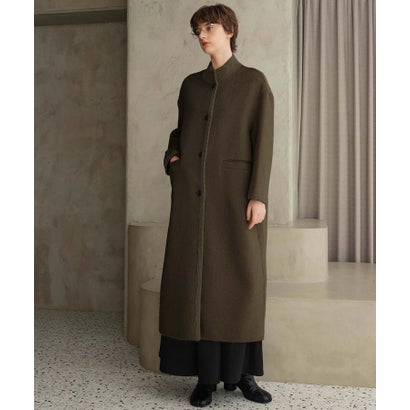 【2026AW】【上質ウール70％】スタンドカラー ロングコート （カーキ）｜詳細画像